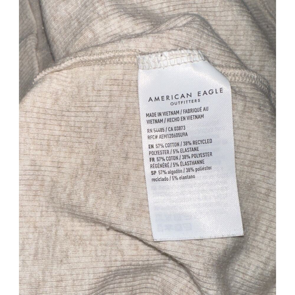 American Eagle Ribbed Slim Fit Shirt Womens XS Beige Tan Soft AE Top Neutral - Picture 4 of 4
